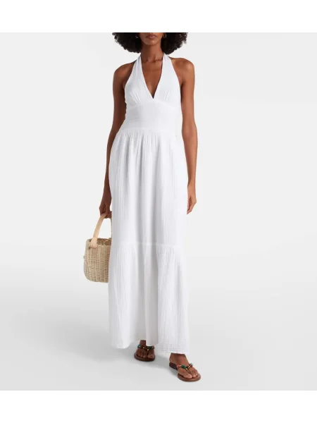 Rochie maxi Melissa Odabash cu gât halter de costum alb