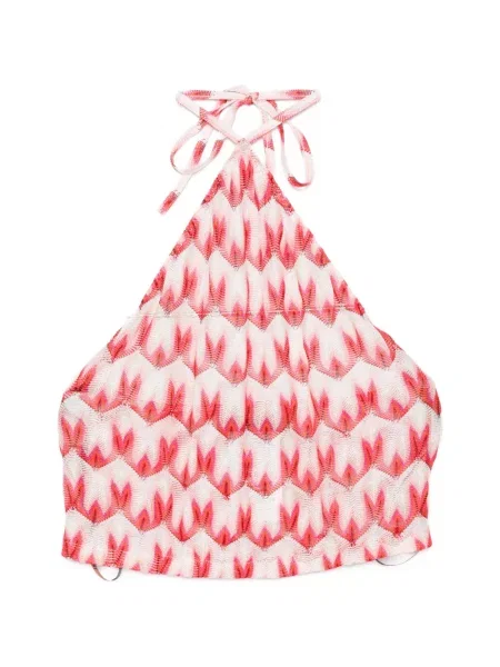 Top Missoni tricotate cu gât halter roșu
