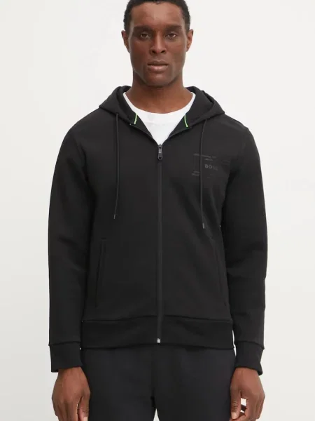 Geacă Boss Green cu glugă negru