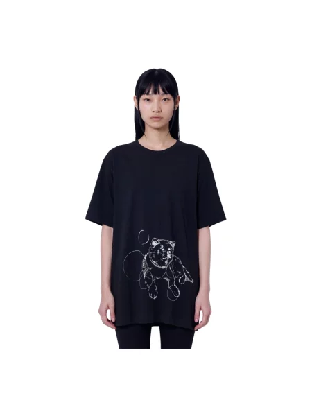 Koszulka Yohji Yamamoto z nadrukiem z krótkim rękawem czarna