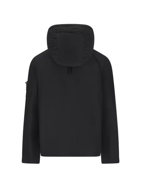 Geacă Stone Island cu glugă cu strasuri negru