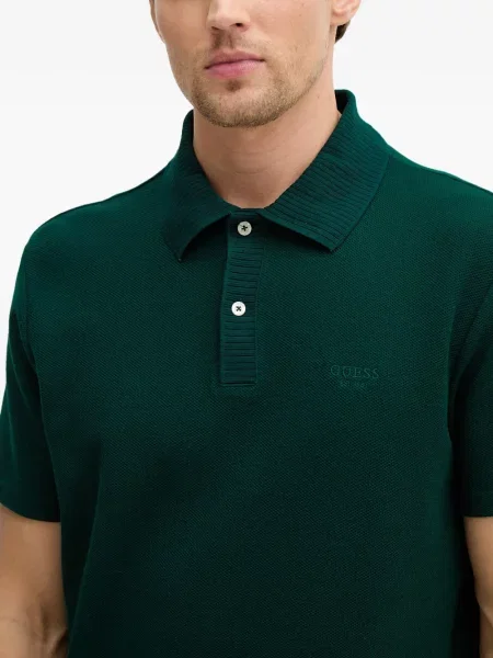 Tricou polo Guess cu broderie verde