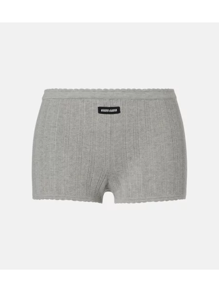 Pantaloni scurți Miu Miu tricotate gri