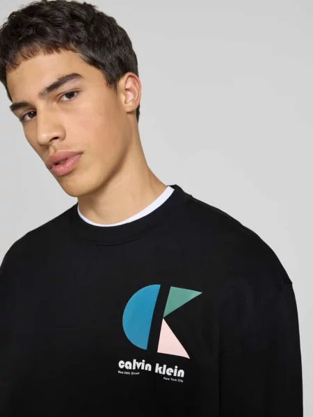 Bluza z nadrukiem z logo Calvin Klein Jeans czarna