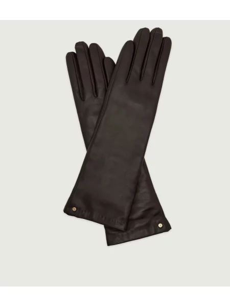 GIANNI CHIARINI Mănuși de piele cu adaos de lână maro