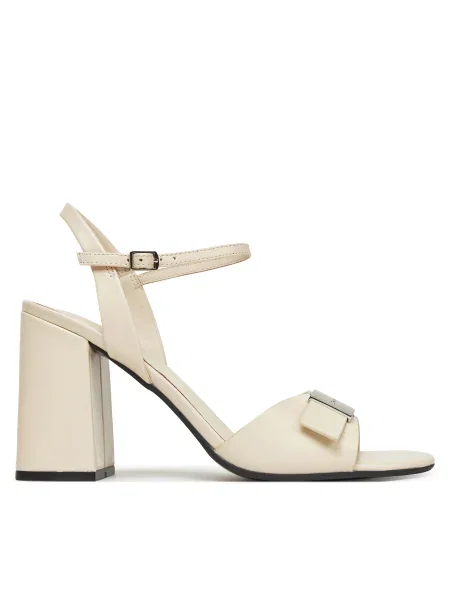 Сандали от набук Calvin Klein HEEL SANDAL 85 W/CK HW LTH бежово