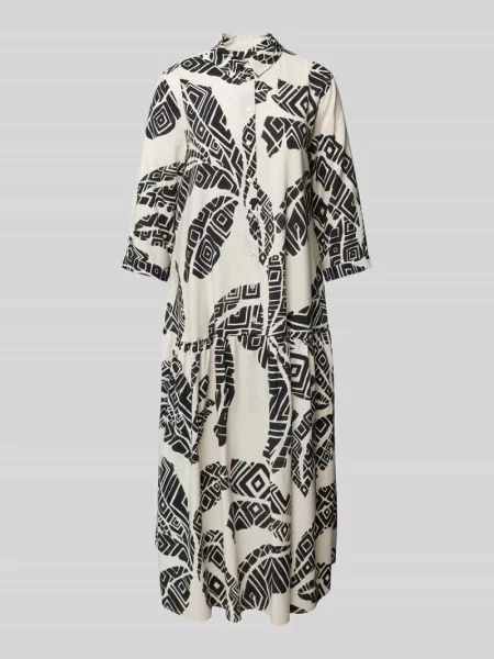 Sukienka midi z nadrukiem na całej powierzchni Milano Italy czarna