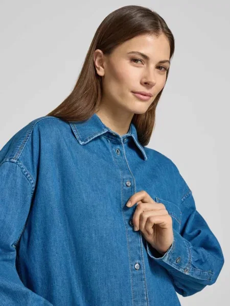 Bluzka jeansowa o kroju relaxed fit z czystej bawełny model „FOGGIA” Weekend Max Mara niebieska