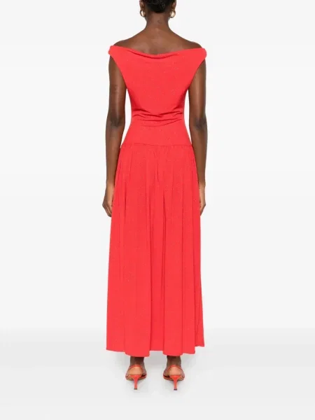 Rochie maxi Roserry plisată de costum roșu