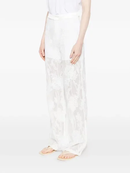 Pantaloni Isabelle Blanche cu model floral alb