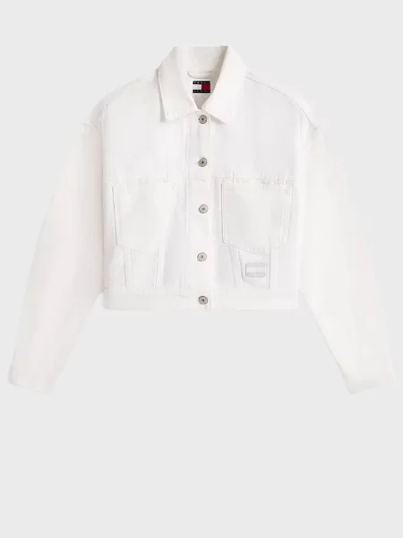 Укорочена джинсова куртка Tommy Jeans біла