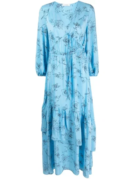 Rochie maxi Ivy & Oak cu model floral cu imagine de costum albastru