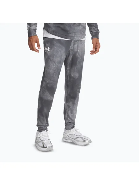 Pantaloni pentru bărbați Under Armour Rival Terry Printed Jogger castlerock/onyx alb