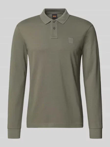 Koszulka polo o kroju slim fit z mieszanki bawełny model ‘PASSERBY’ Boss Orange szara