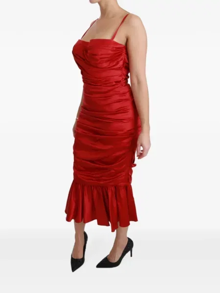 Rochie midi Dolce & Gabbana cu volane roșu