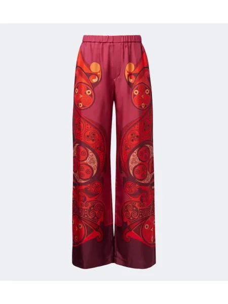 Pantaloni La Doublej de mătase cu imagine violet