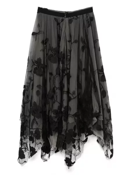 Fustă midi Marc Le Bihan cu model floral gri