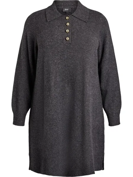Zizzi Pletena obleka MVISTA temno siva