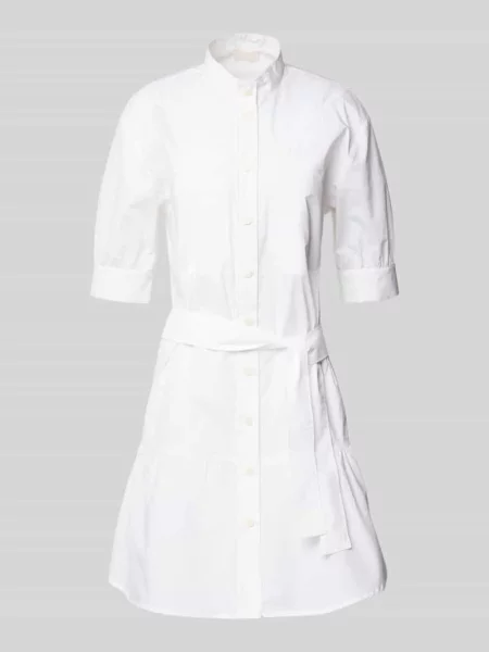 Sukienka koszulowa ze stójką i wiązanym Liu Jo White biała