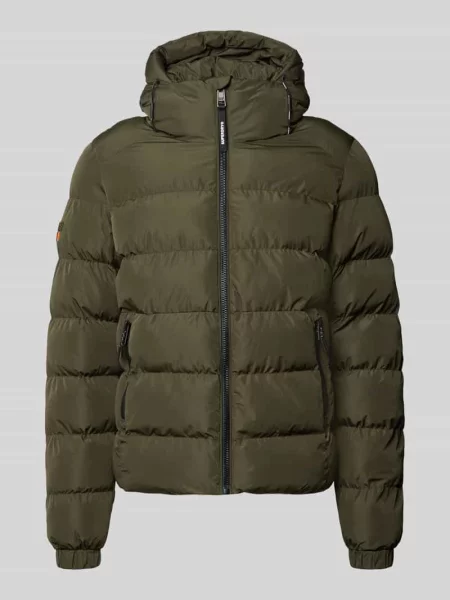 Kurtka pikowana z wyhaftowanym logo i kapturem Superdry