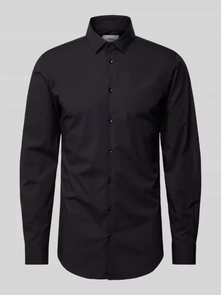 Koszula biznesowa o kroju shaped fit z mieszanki bawełny i streczu S.oliver Black Label czarna