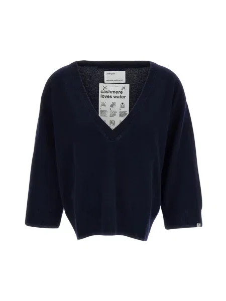 Sweter Extreme Cashmere z perełkami z kaszmiru niebieski