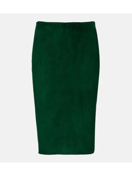 Fustă tip creion Stouls din piele de căprioară verde