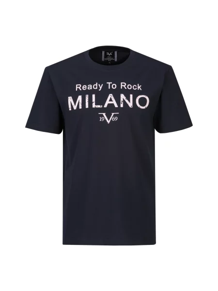 ITALIA Tricou Rafael Ready To Rock bleumarin alb