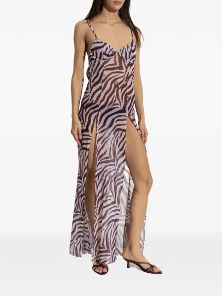 Sukienka maxi Bond Eye z nadrukiem z siateczką w zebrę biała