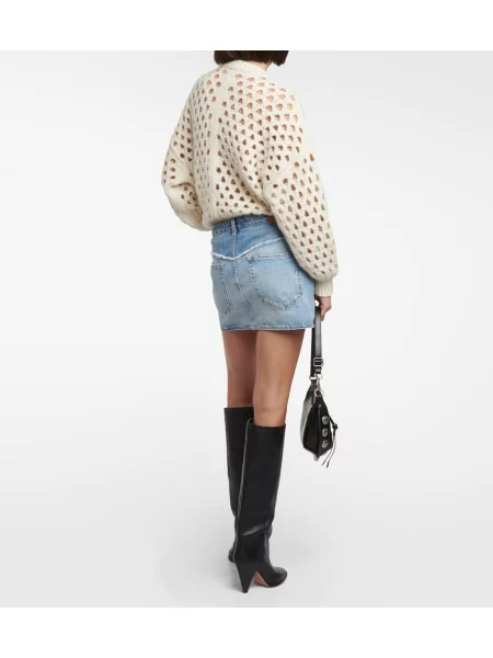 Fustă din denim Isabel Marant cu talie înaltă albastru