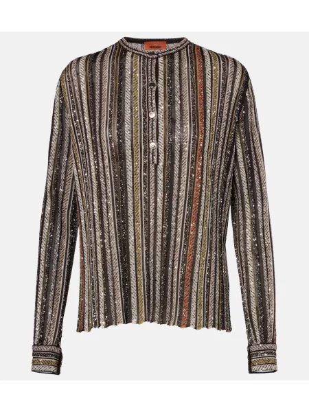 Cămașă Missoni cu dungi cu guler henley
