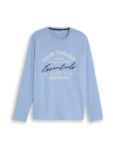 TOM TAILOR Tricou albastru deschis / negru / murdar alb