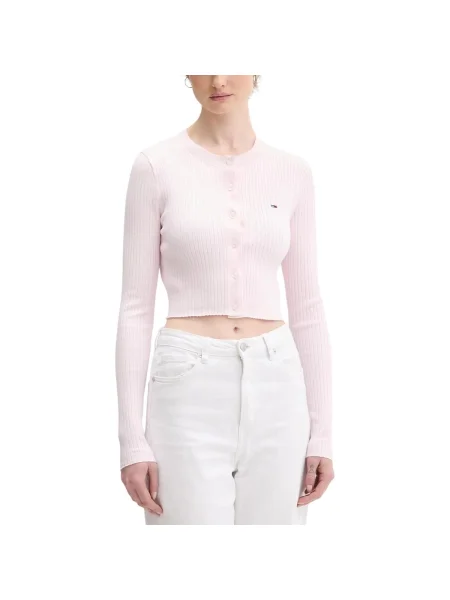 Tommy Jeans Kardigán rosé biela