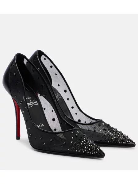 Pantofi cu toc Christian Louboutin plasă negru