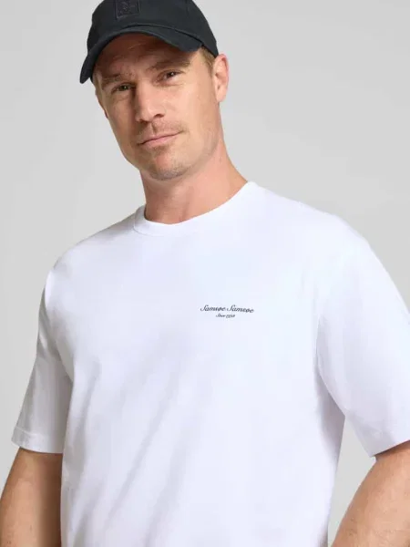 T-shirt z wyhaftowanym logo model Sauni' Samsoe Samsoe biała