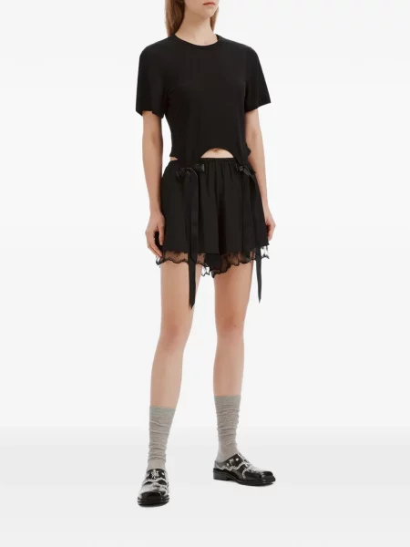 Pantaloni scurți Simone Rocha cu funde din dantelă negru