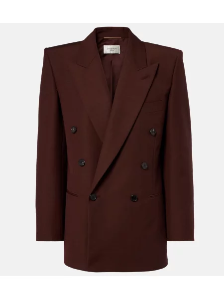 Sacou Saint Laurent de lână cu două rânduri de nasturi maro