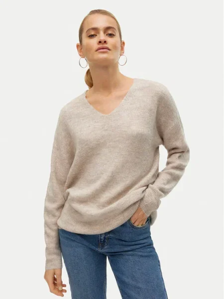 Vero Moda Pulover Crewlefile bej