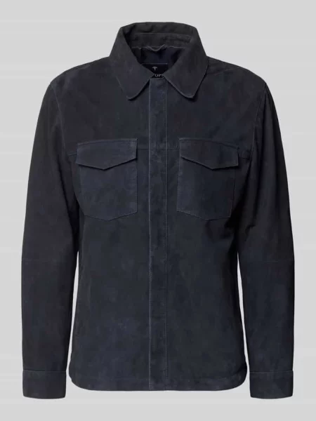 Kurtka skórzana z kołnierzykiem typu kent model ‘Atorn’ Joop! Collection granatowa