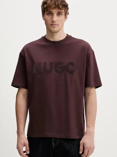 HUGO t-shirt Dinkee bordowa