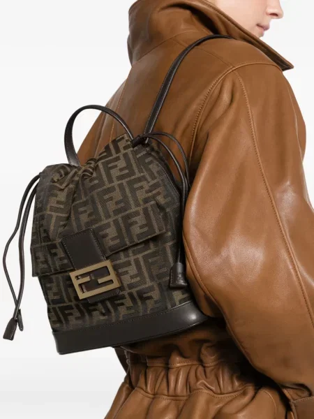 Rucsac Fendi din jacard maro