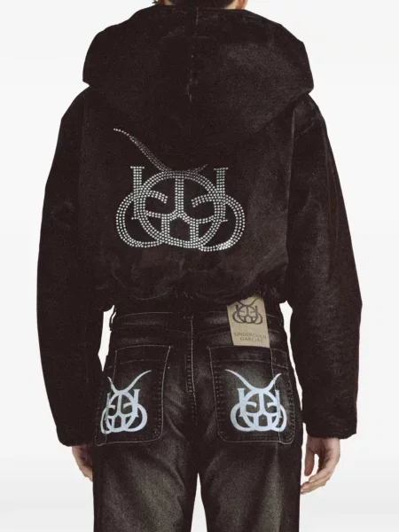 Cropp geacă Undergold de catifea negru