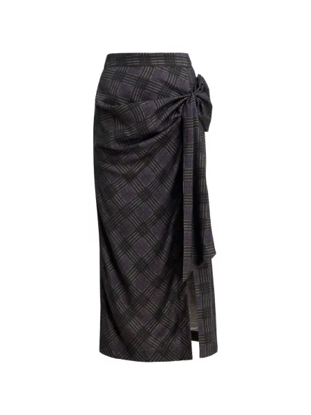 Fusta maxi Essentiel Antwerp în carouri drapată negru