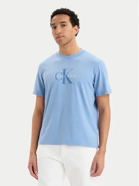 Тениска Calvin Klein Jeans светлосиньо
