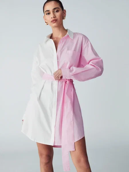 St MRLO Rochie tip bluză Neue roz alb