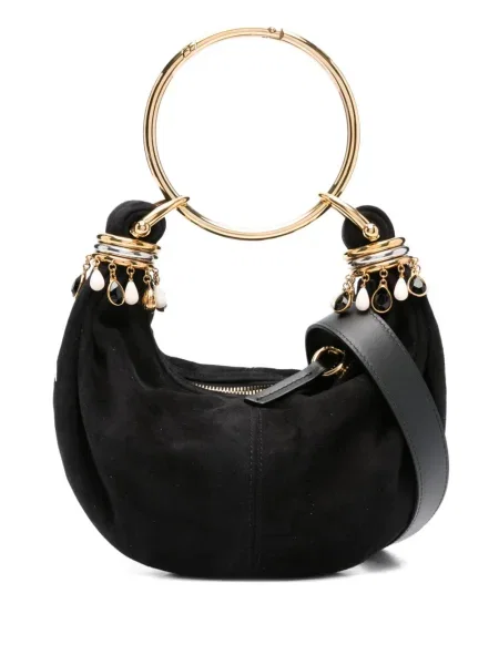 Mini brăţară Chloé din piele de căprioară mini negru