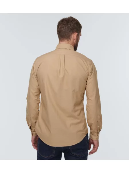 Cămașă Polo Ralph Lauren cu mâneci lungi lungă din țesătură twill bej