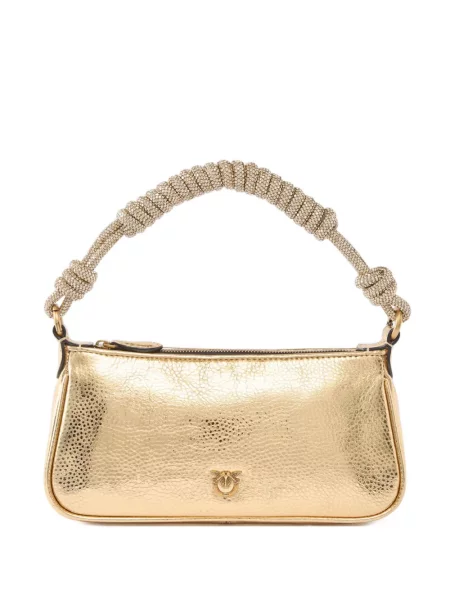 Mała mały torebka Pinko na sprzączkę złota