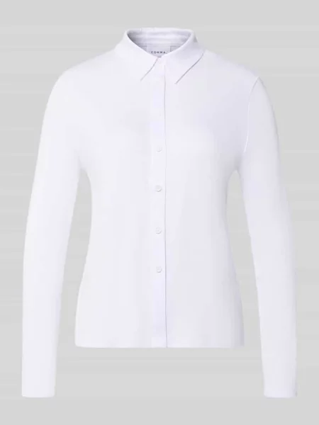 Bluzka koszulowa o kroju slim fit z mieszanki Comma biała
