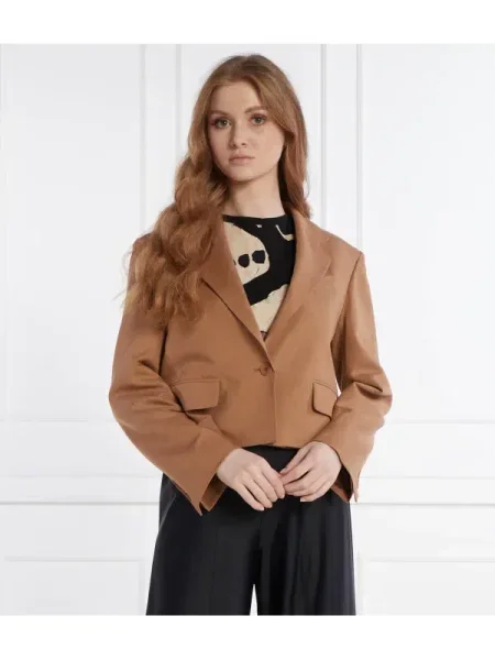 Weekend MaxMara Jachetă | Cropped Fit | cu adaos de in maro